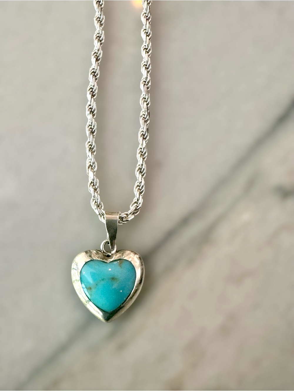 Sterling Silver and turquoise Heart Pendant Necklace